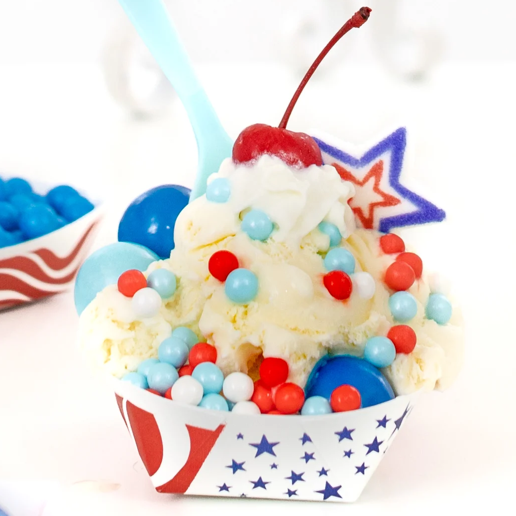 Red White and Blue Ice Cream Sundaes (K-4)